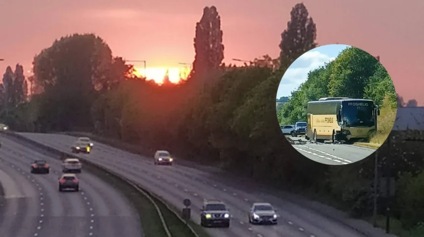 A40 Shut After Coach and Van Crash Near Llandeilo Wales