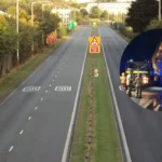 A41 Newport waste trailer fire 40 tonnes ablaze 2026