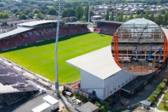 Roof truss installed as Wrexham