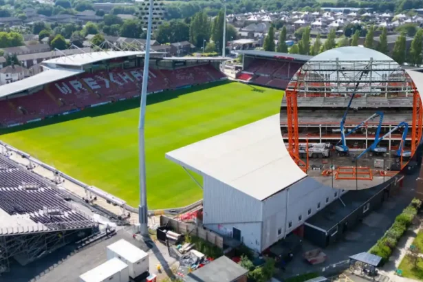 Roof truss installed as Wrexham