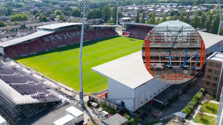 Roof truss installed as Wrexham